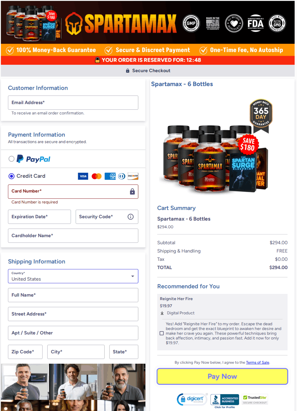 spartamax Ingredients Checkout